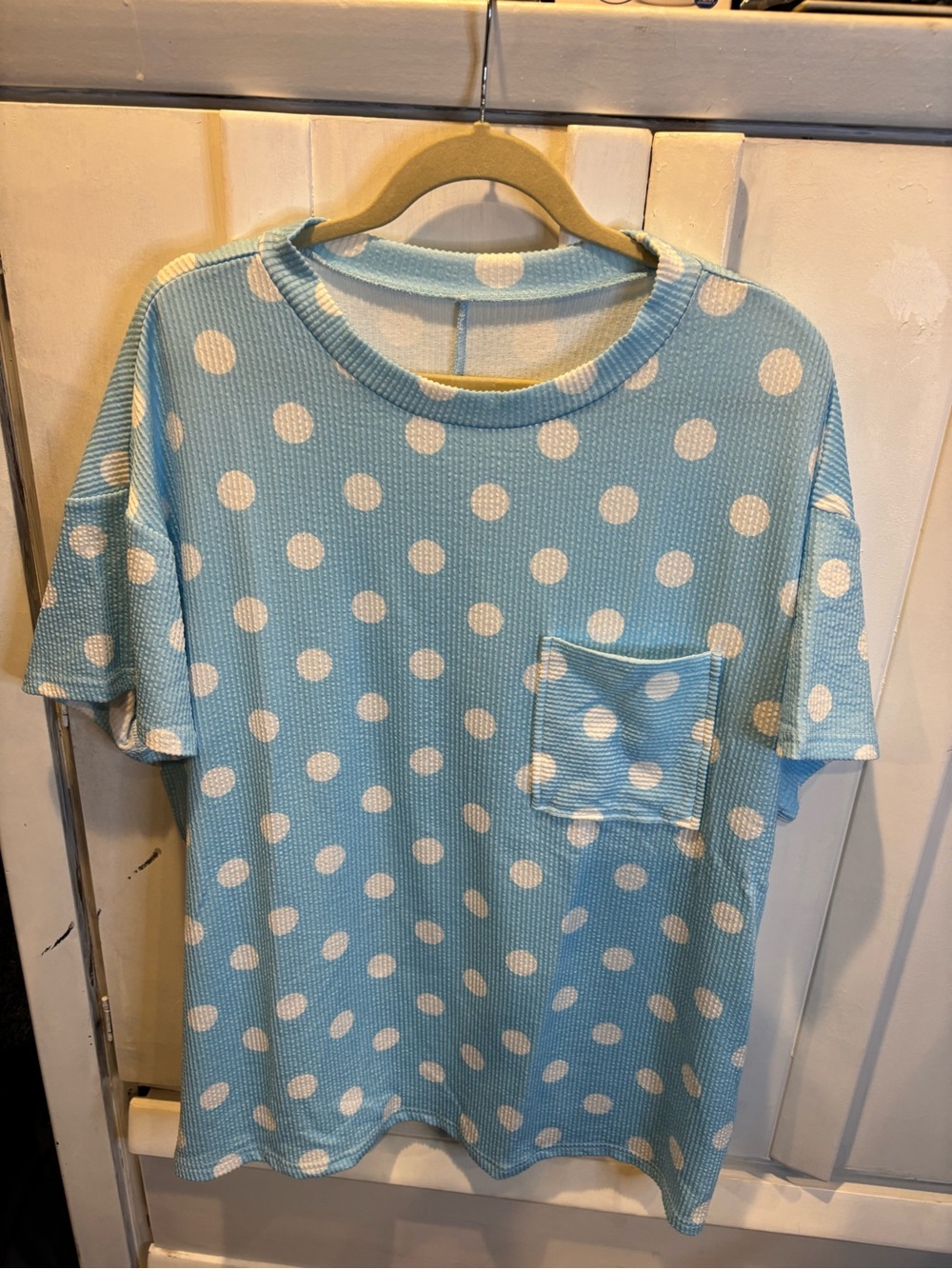 Polka Dot Pocket Tee - Blue & White Women’s Top